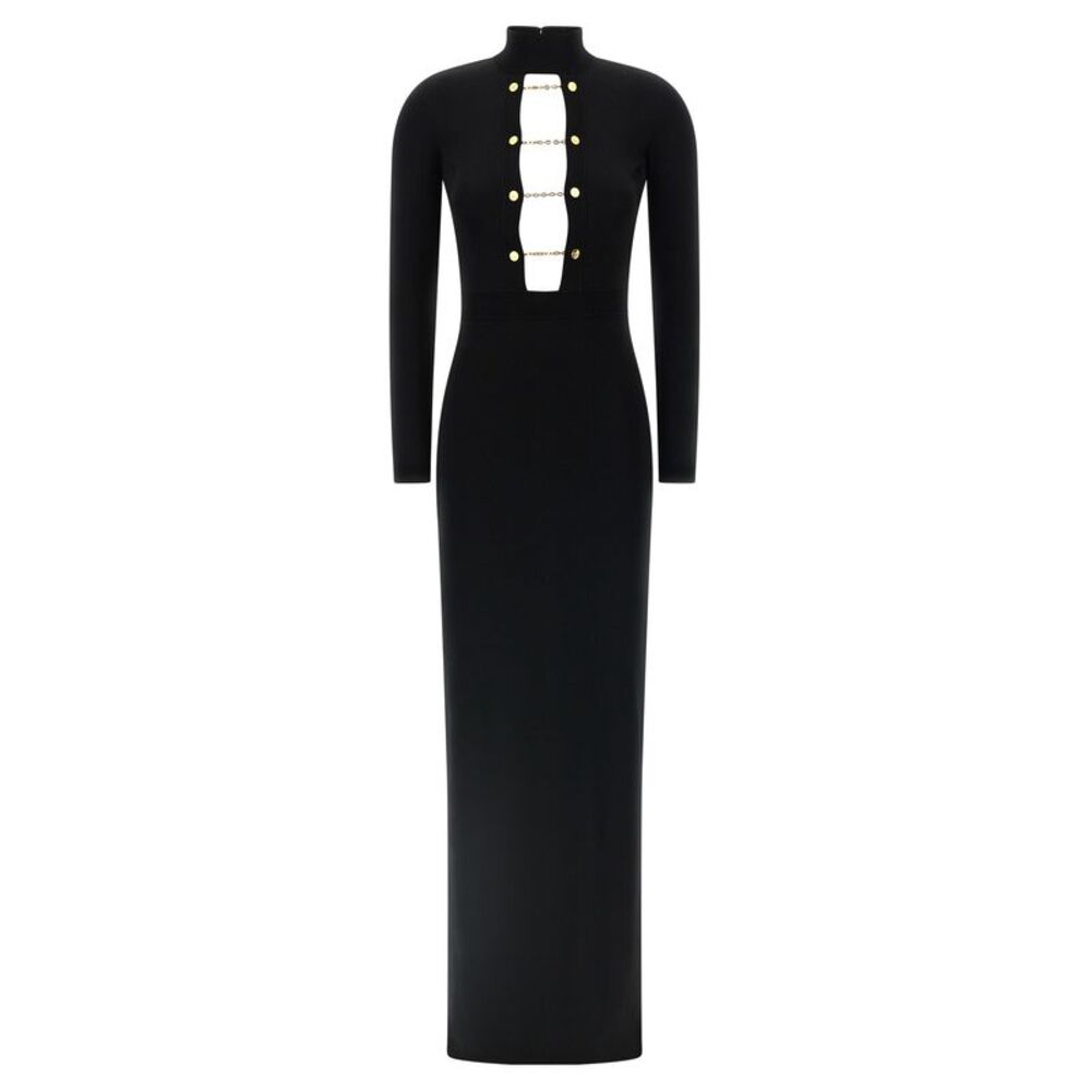 Elisabetta Franchi Black Viscose Long Women's Dress